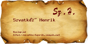 Szvatkó Henrik névjegykártya